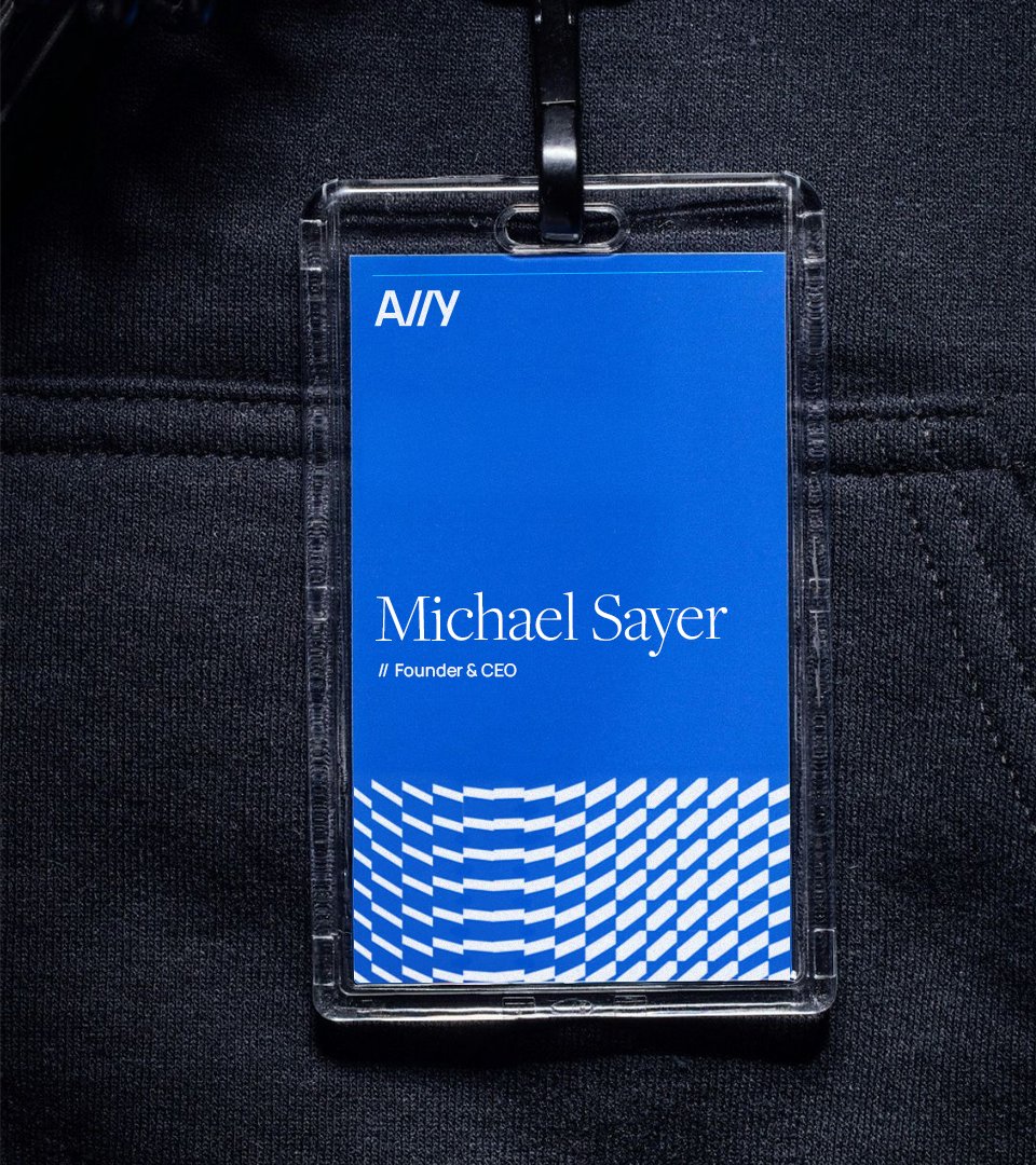 Conference badge for Michael Sayer, Founder and CEO of A11Y Capital.