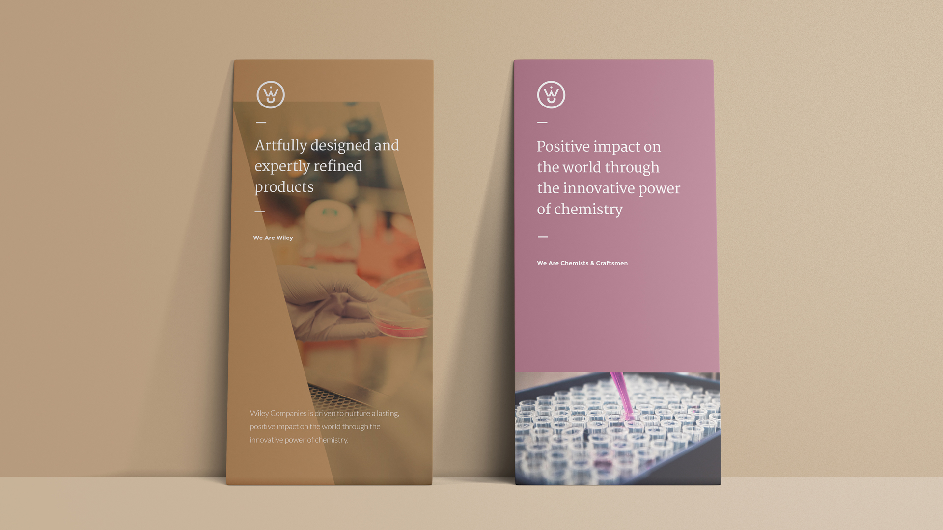 Two Wiley brochures: artfully designed products and the innovative power of chemistry.