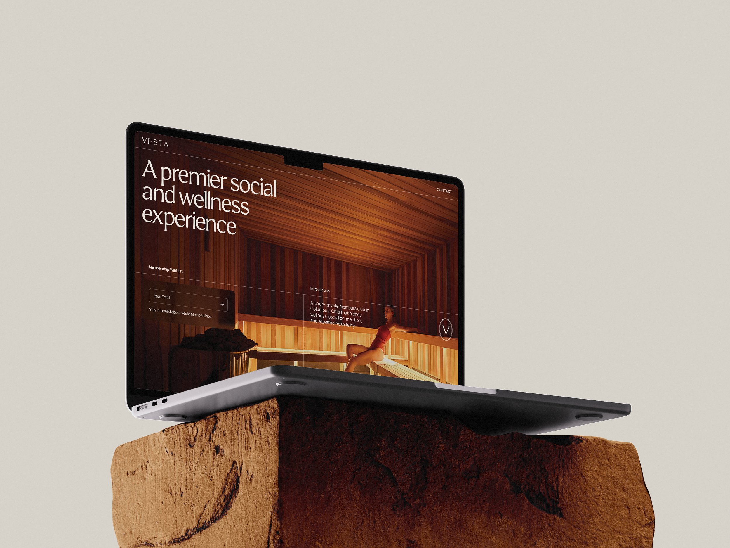 Vesta website on a laptop